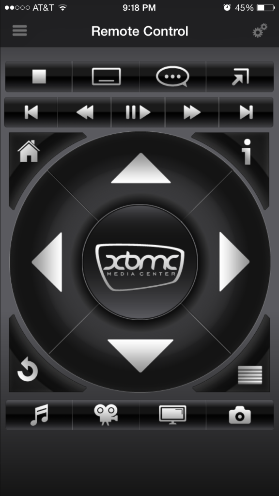 Interface que funciona como control remoto para Kodi.
